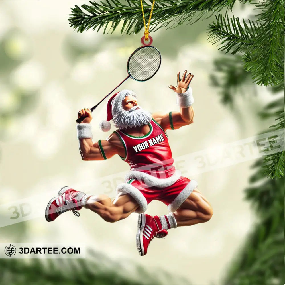 Santa Plays Badminton Christmas Ornament Personalized Ornament Ornament