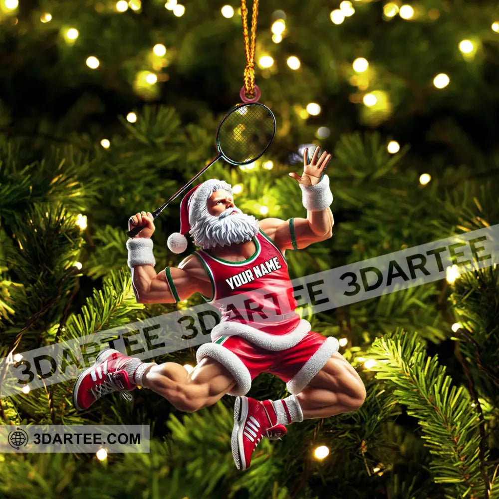 Santa Plays Badminton Christmas Ornament Personalized Ornament Ornament
