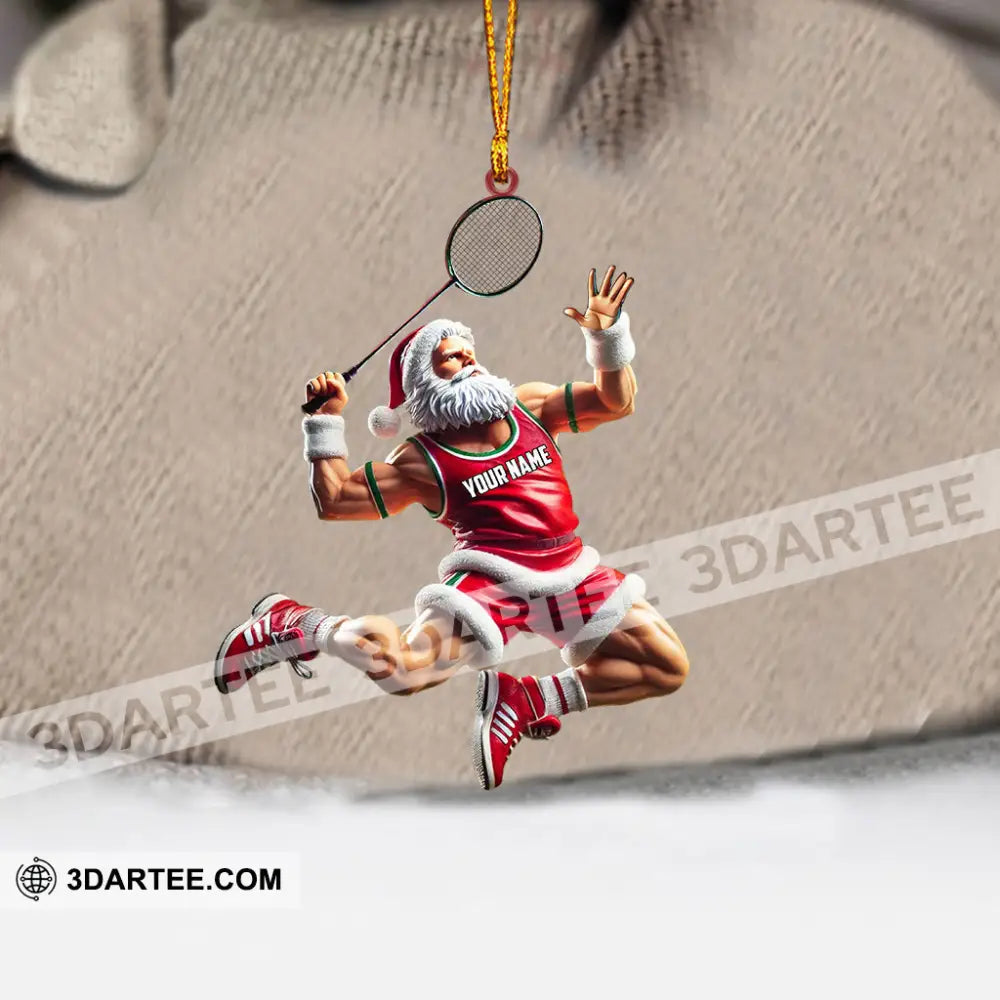 Santa Plays Badminton Christmas Ornament Personalized Ornament Ornament