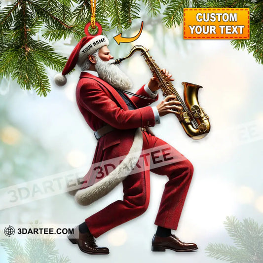 Santa Saxophone Christmas Ornament Personalized Ornament 3.54’’ / 1 Ornament Ornament