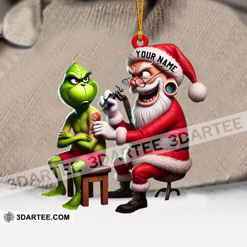Santa Tattoo Artist Christmas Ornament Personalized Ornament Ornament