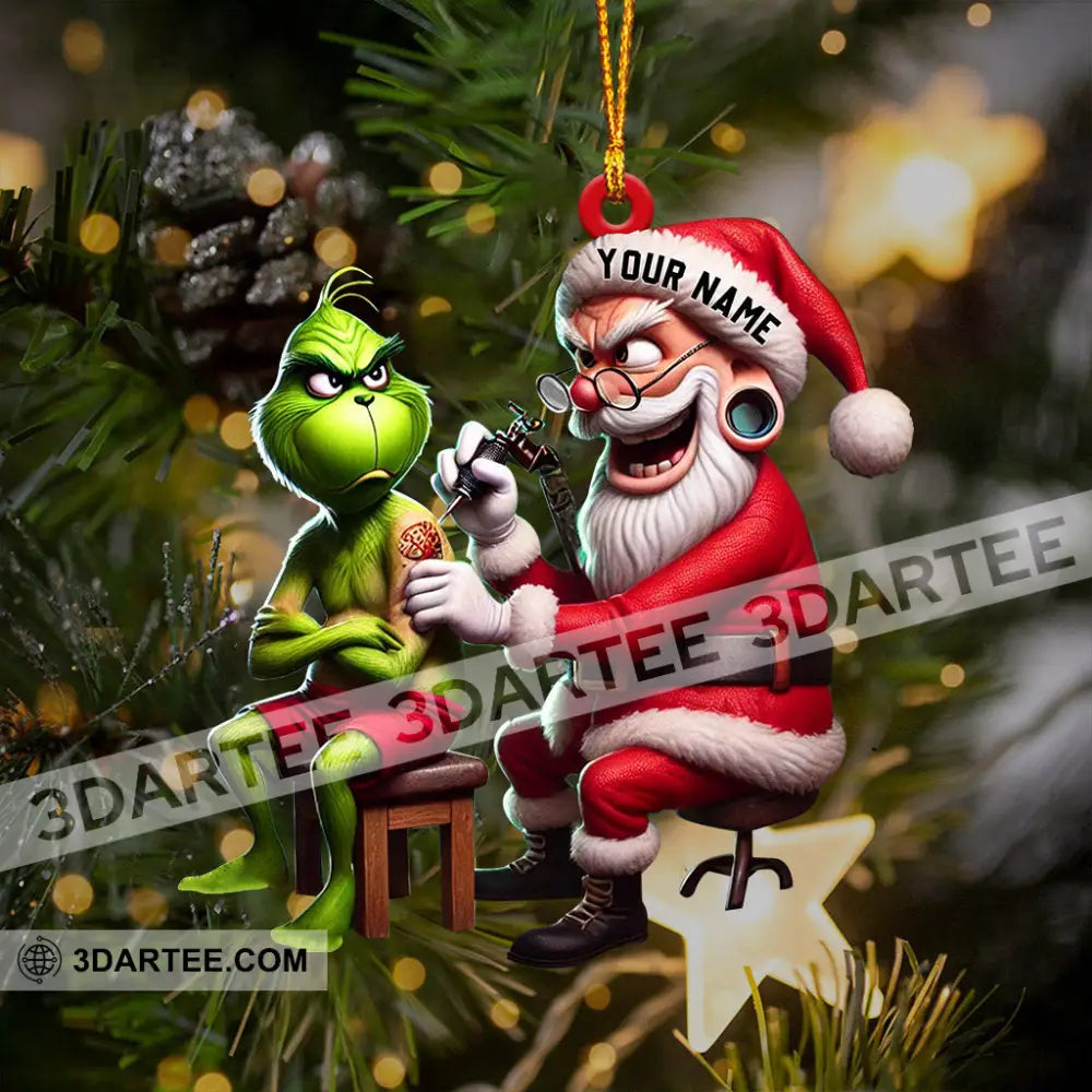 Santa Tattoo Artist Christmas Ornament Personalized Ornament Ornament