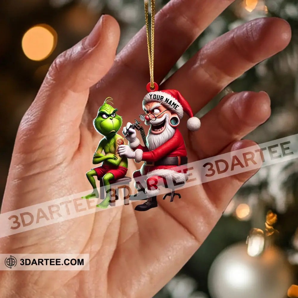 Santa Tattoo Artist Christmas Ornament Personalized Ornament Ornament