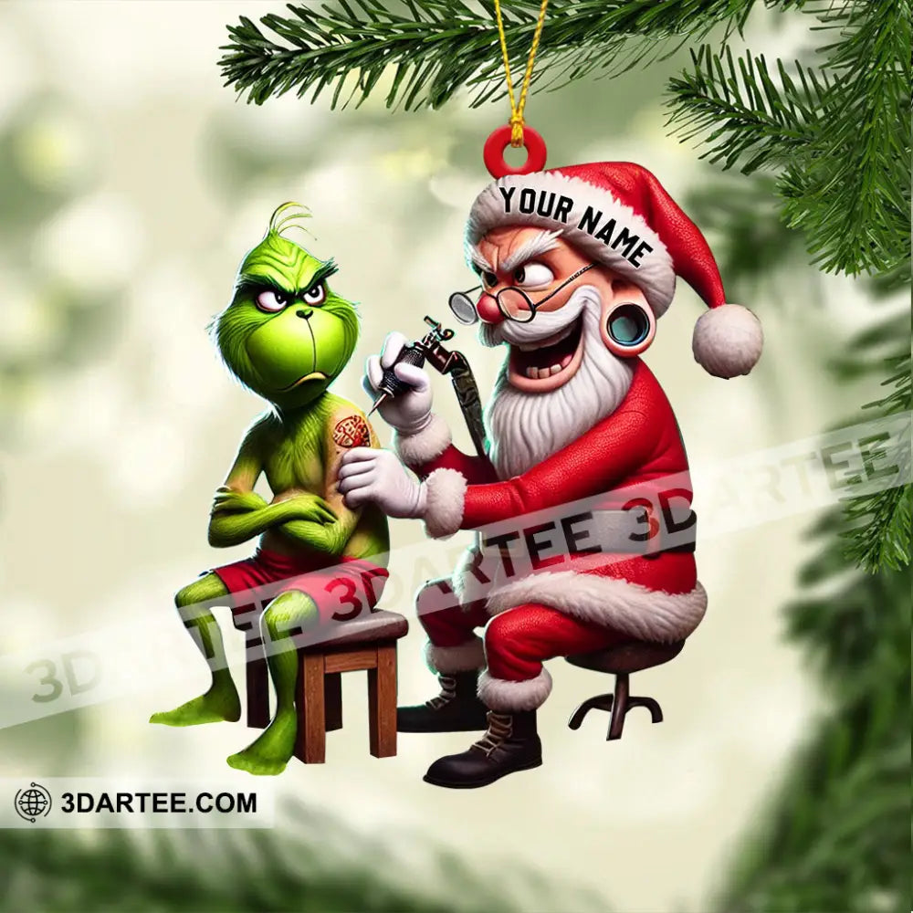 Santa Tattoo Artist Christmas Ornament Personalized Ornament Ornament