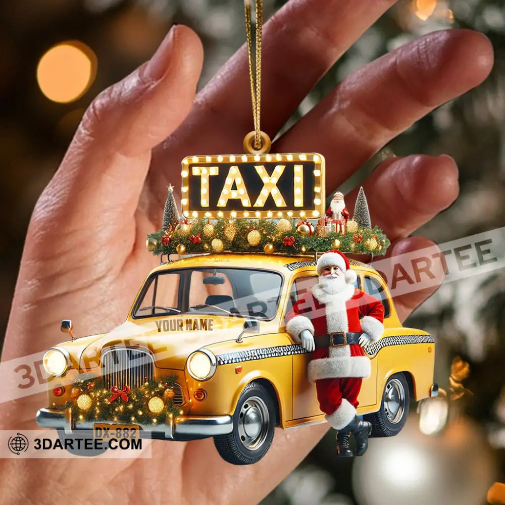 Santa Taxi Christmas Ornament Personalized Ornament Ornament