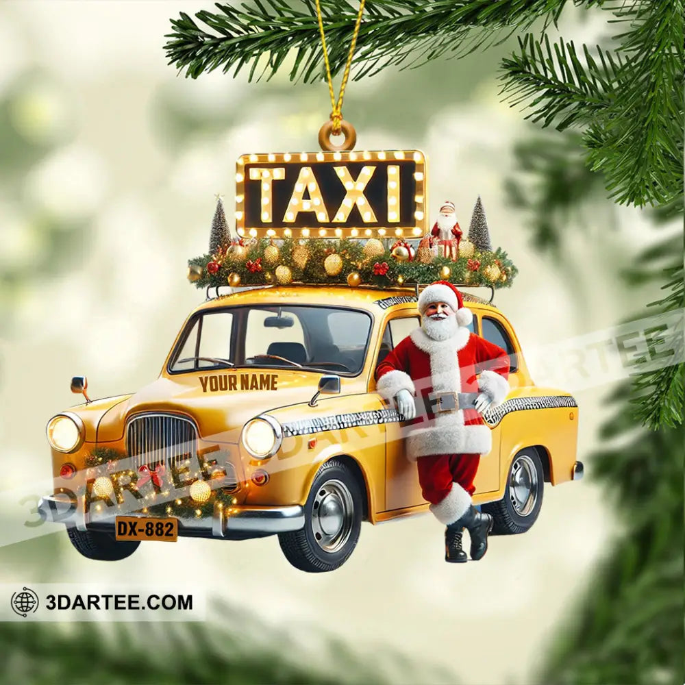 Santa Taxi Christmas Ornament Personalized Ornament Ornament