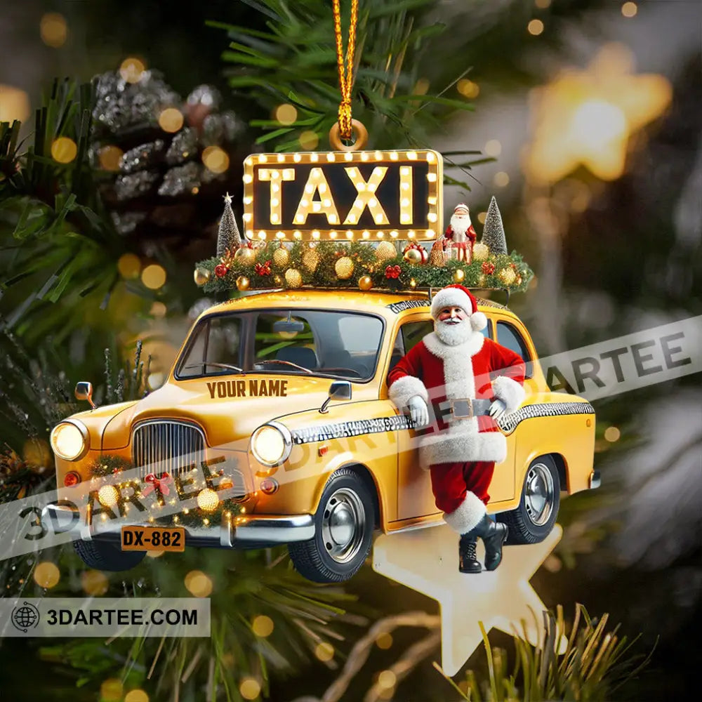 Santa Taxi Christmas Ornament Personalized Ornament Ornament