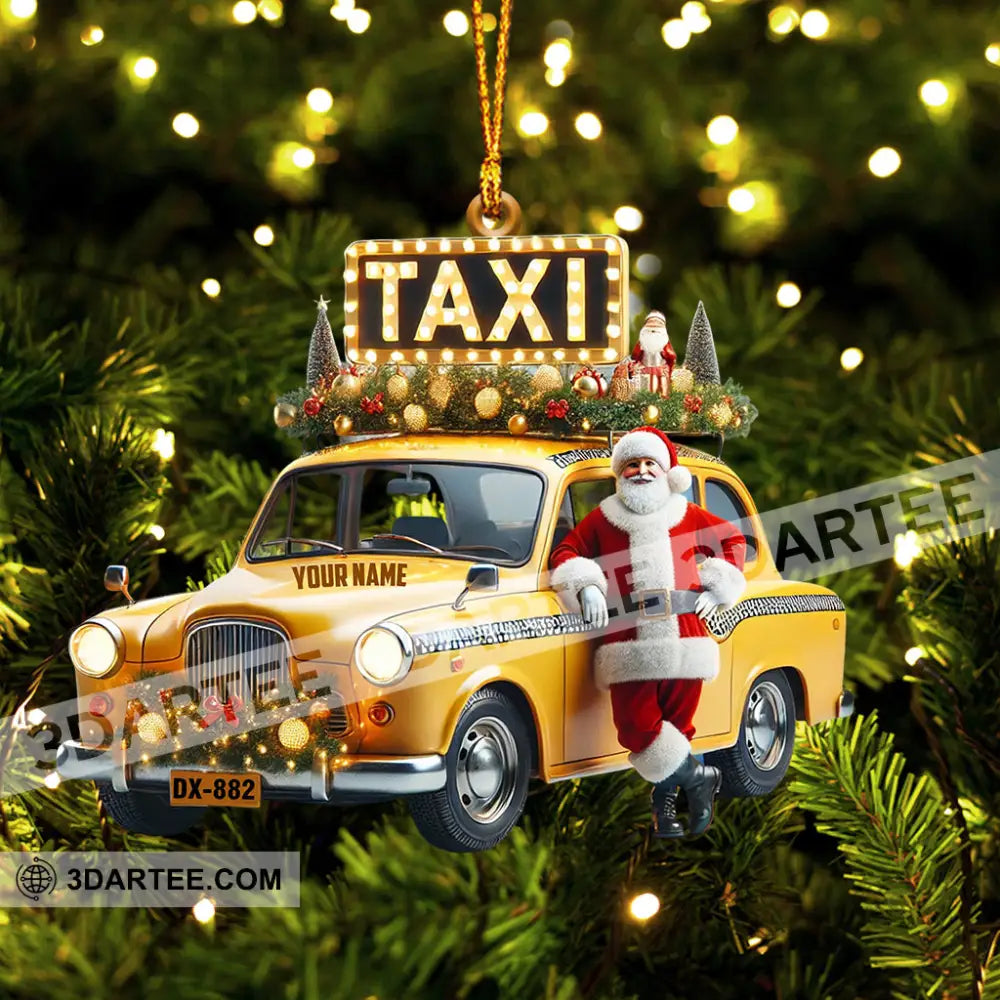 Santa Taxi Christmas Ornament Personalized Ornament Ornament