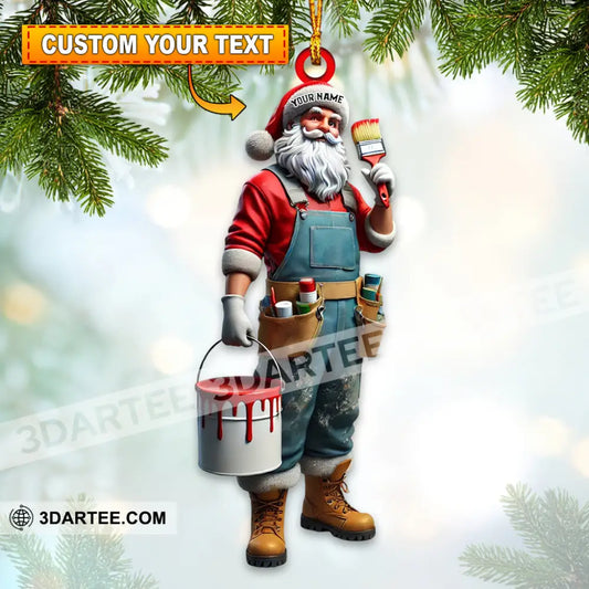 Santa The Painter Home Decor Christmas Ornament Personalized Ornament 3.54’’ / 1 Ornament Ornament