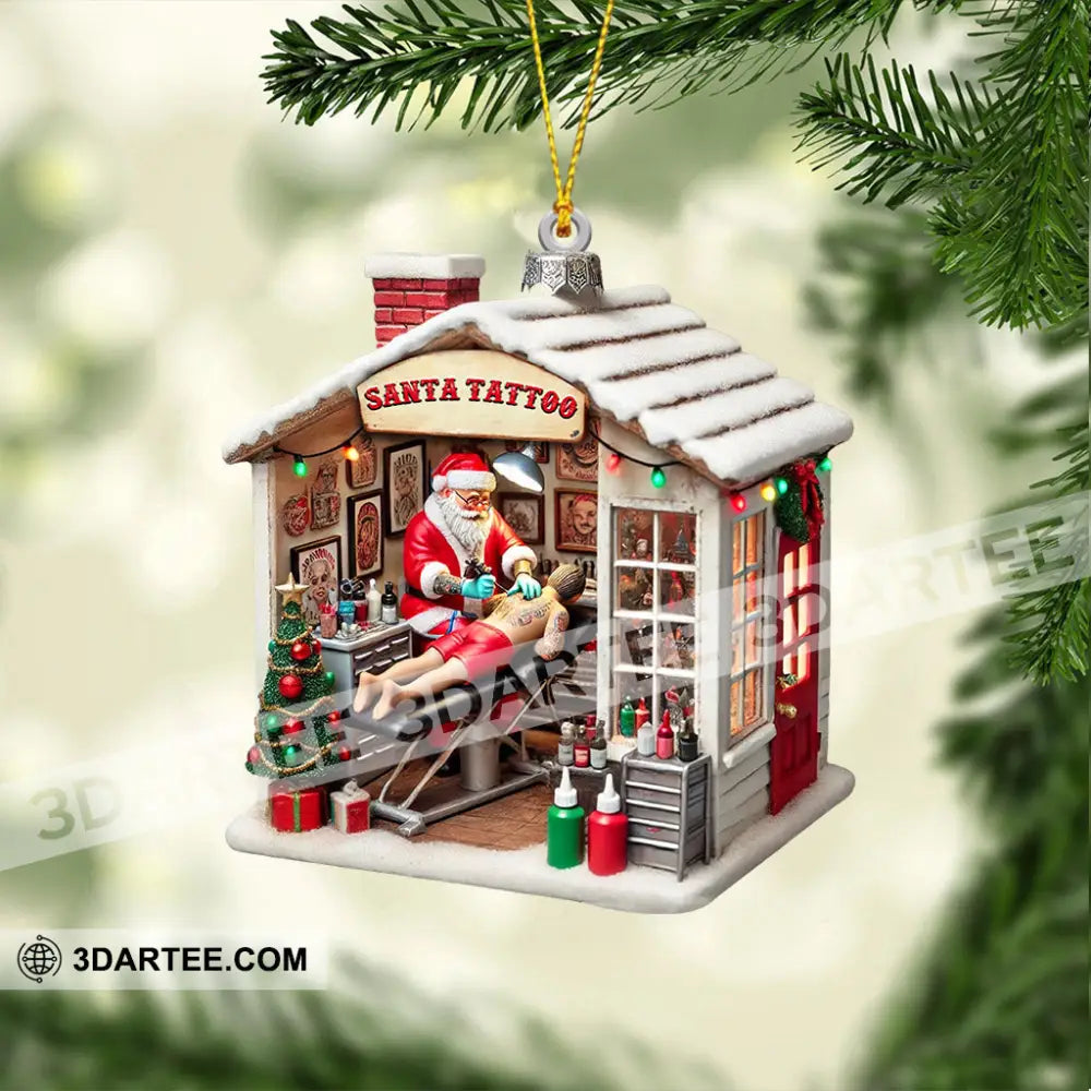 Santa’s Tattoo Christmas Ornament Personalized Ornament Ornament