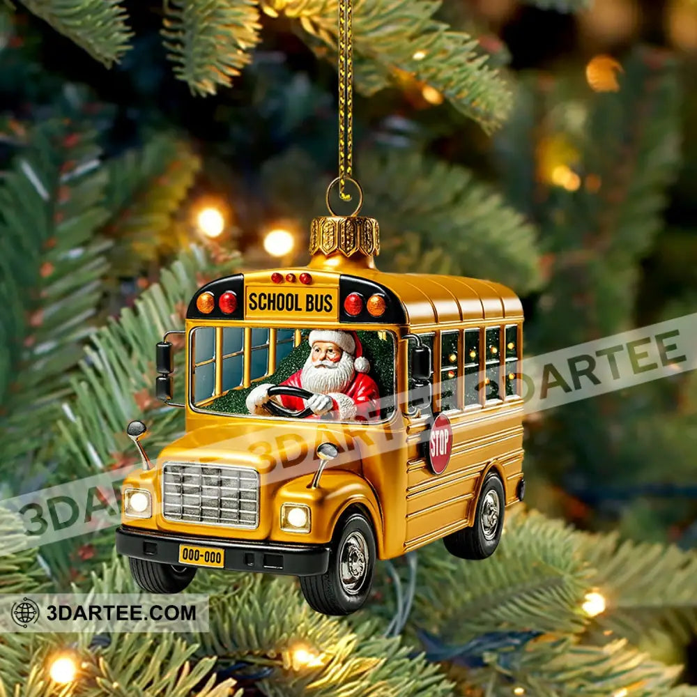 School Bus Santa Home Decor Christmas Ornament Personalized Ornament Ornament