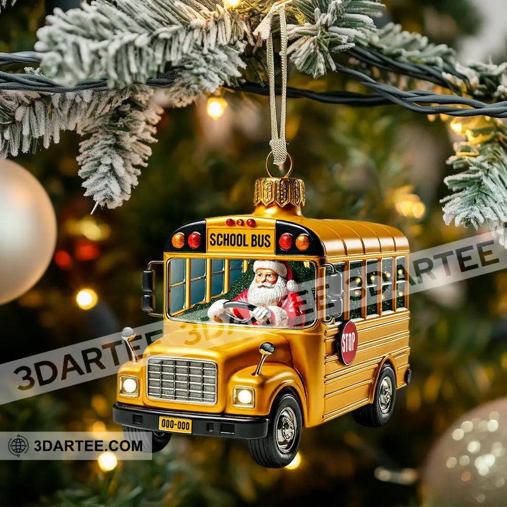 School Bus Santa Home Decor Christmas Ornament Personalized Ornament Ornament