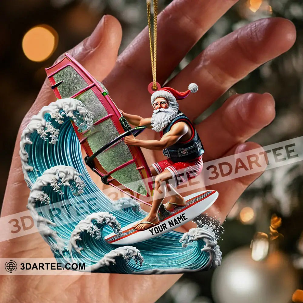 Surfing Santa Christmas Ornament Personalized Ornament Ornament