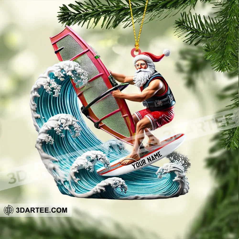 Surfing Santa Christmas Ornament Personalized Ornament Ornament