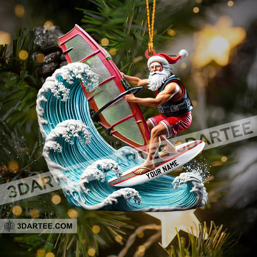 Surfing Santa Christmas Ornament Personalized Ornament Ornament