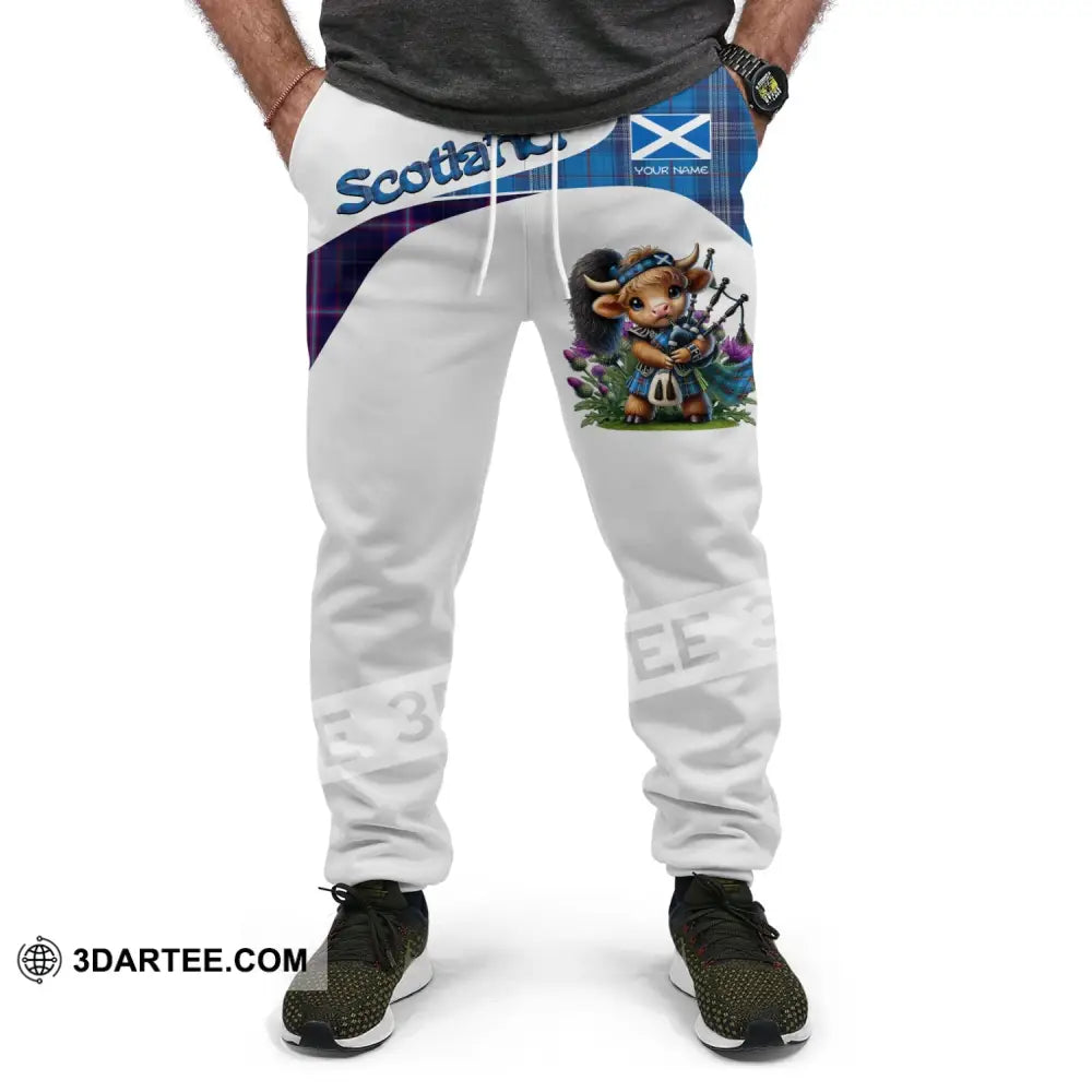 Unisex Pants - Custom Text Pants Scotland Highland Cow With Bagpipes Pants Pants
