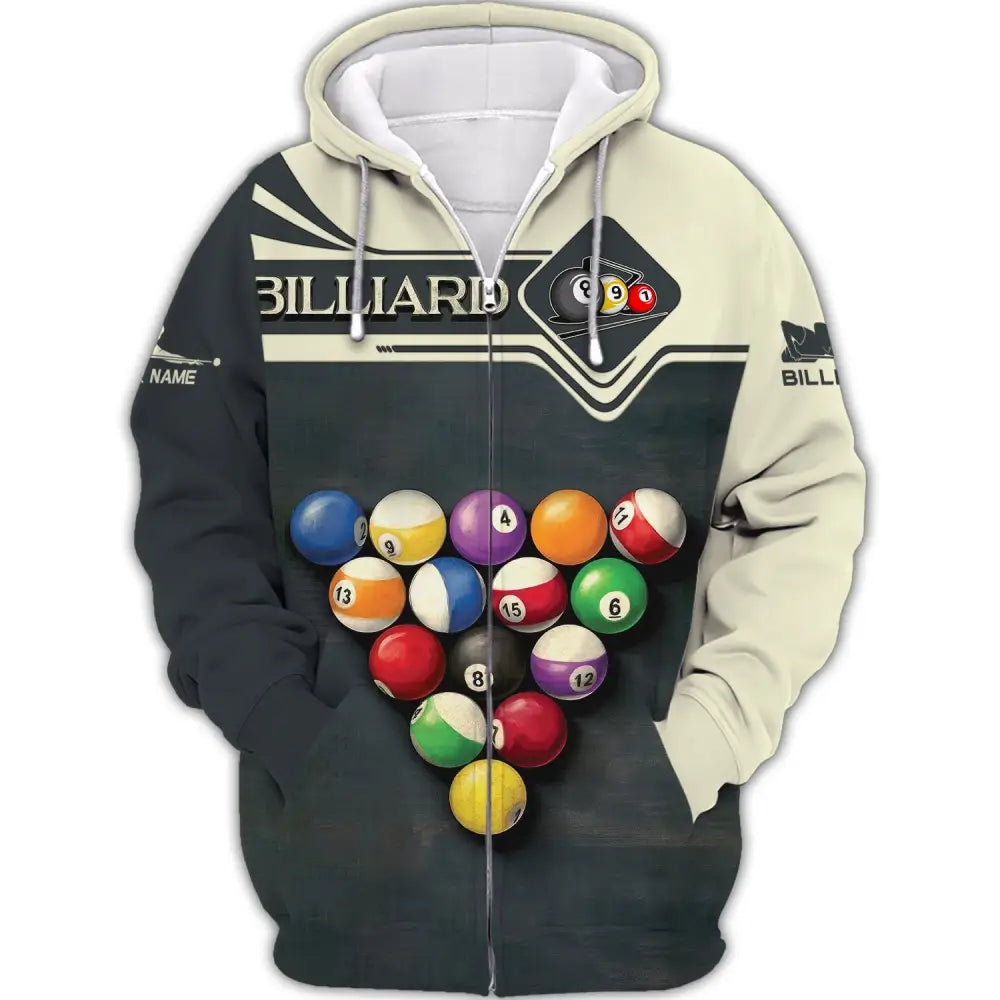 Unisex Shirt Billiards T-Shirt Billiard Triangle Polo For Lovers Zipper Hoodie / S