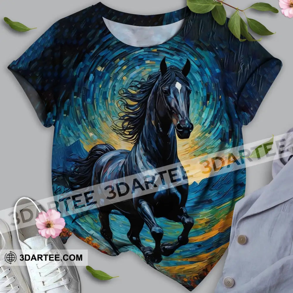 Unisex Shirt - Black Horse Symbolism Night Sky Shirt T-shirt