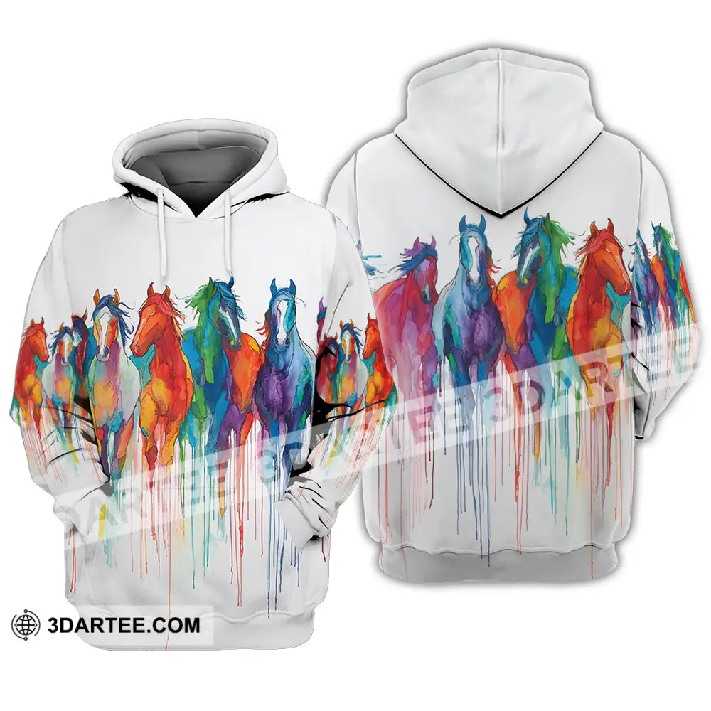 Unisex Shirt - Colorful Horses Horse Graphic Animal Scenery Stylish Shirt Hoodie / S T-shirt