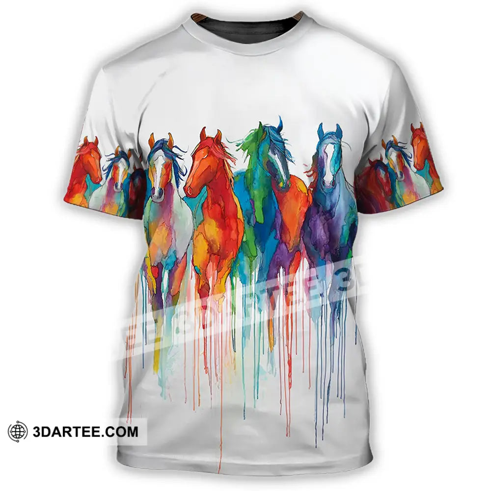 Unisex Shirt - Colorful Horses Horse Graphic Animal Scenery Stylish Shirt T-Shirt / S T-shirt