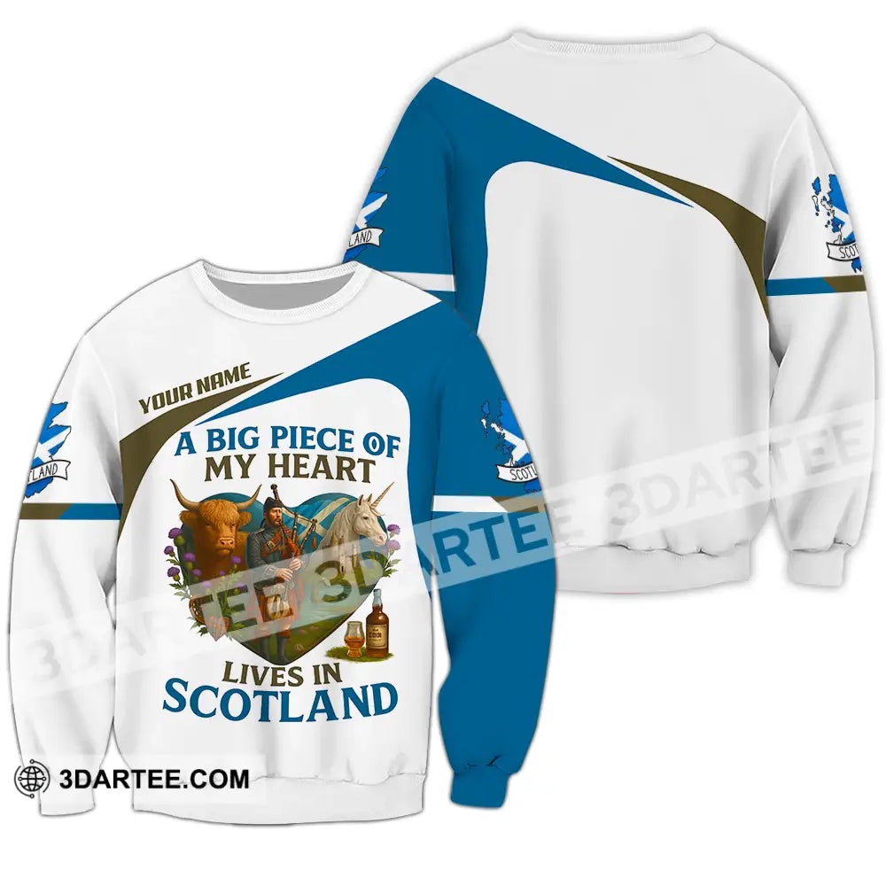 Unisex Shirt - Custom A Big Piece Of My Heart Lives In Scotland Shirt Long Sleeve / S T-shirt