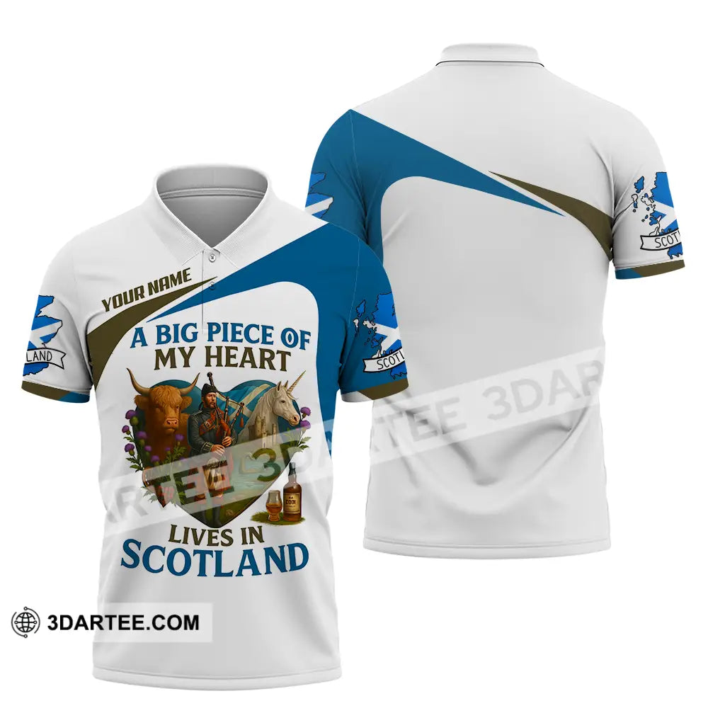 Unisex Shirt - Custom A Big Piece Of My Heart Lives In Scotland Shirt Polo Shirt / S T-shirt