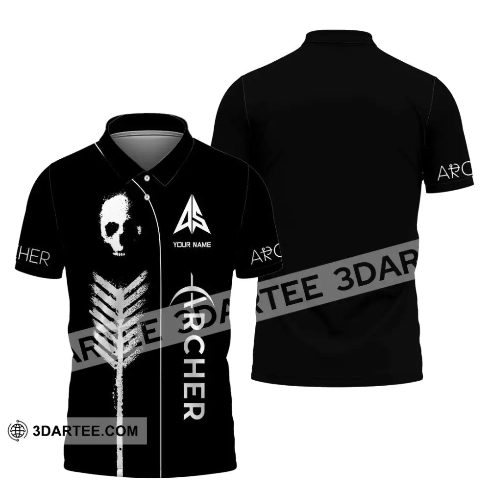 Unisex Shirt - Custom Archery Skullcap Archery Player Shirt Polo Shirt / S T-shirt