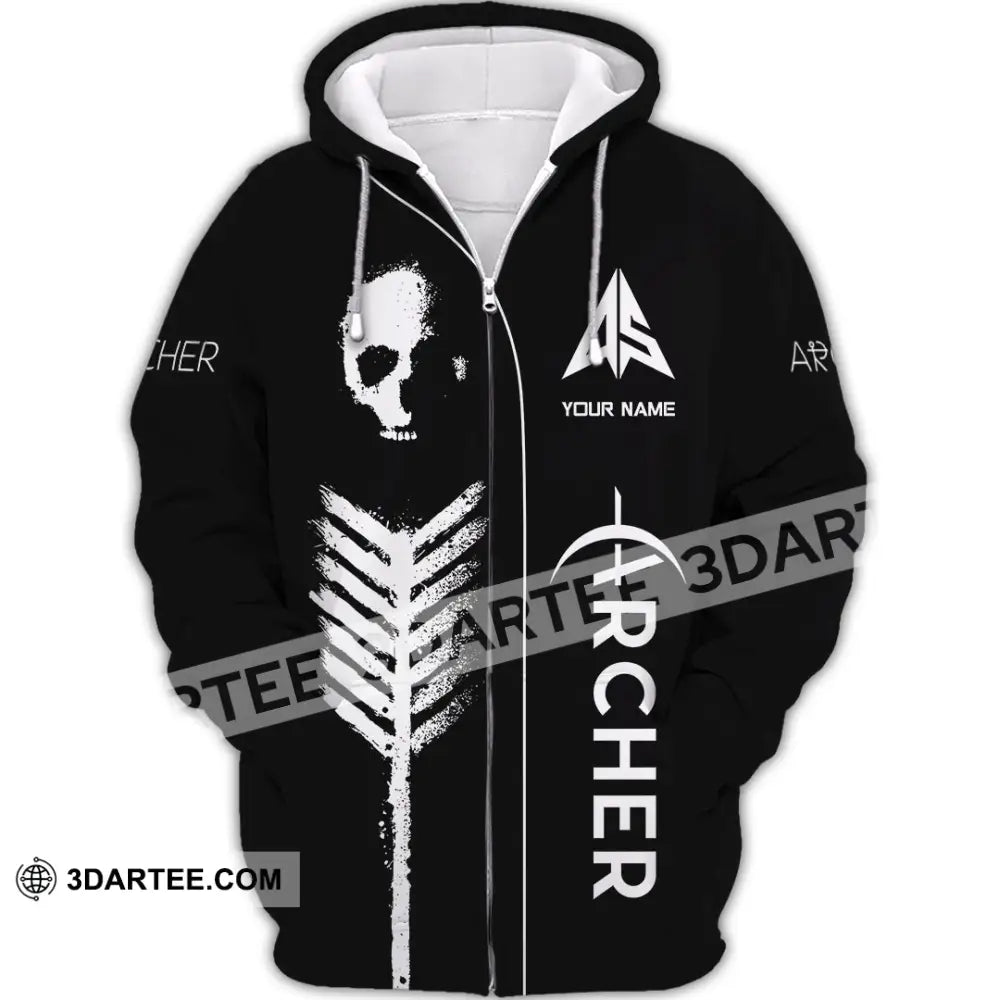 Unisex Shirt - Custom Archery Skullcap Archery Player Shirt Zipper Hoodie / S T-shirt