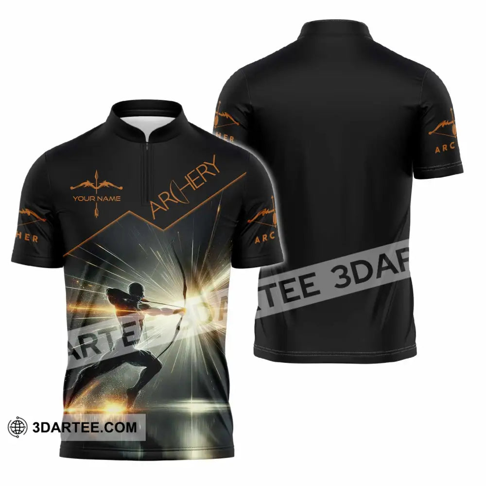 Unisex Shirt - Custom Archery Sport Shirt Zipper Polo Shirt / S T-shirt