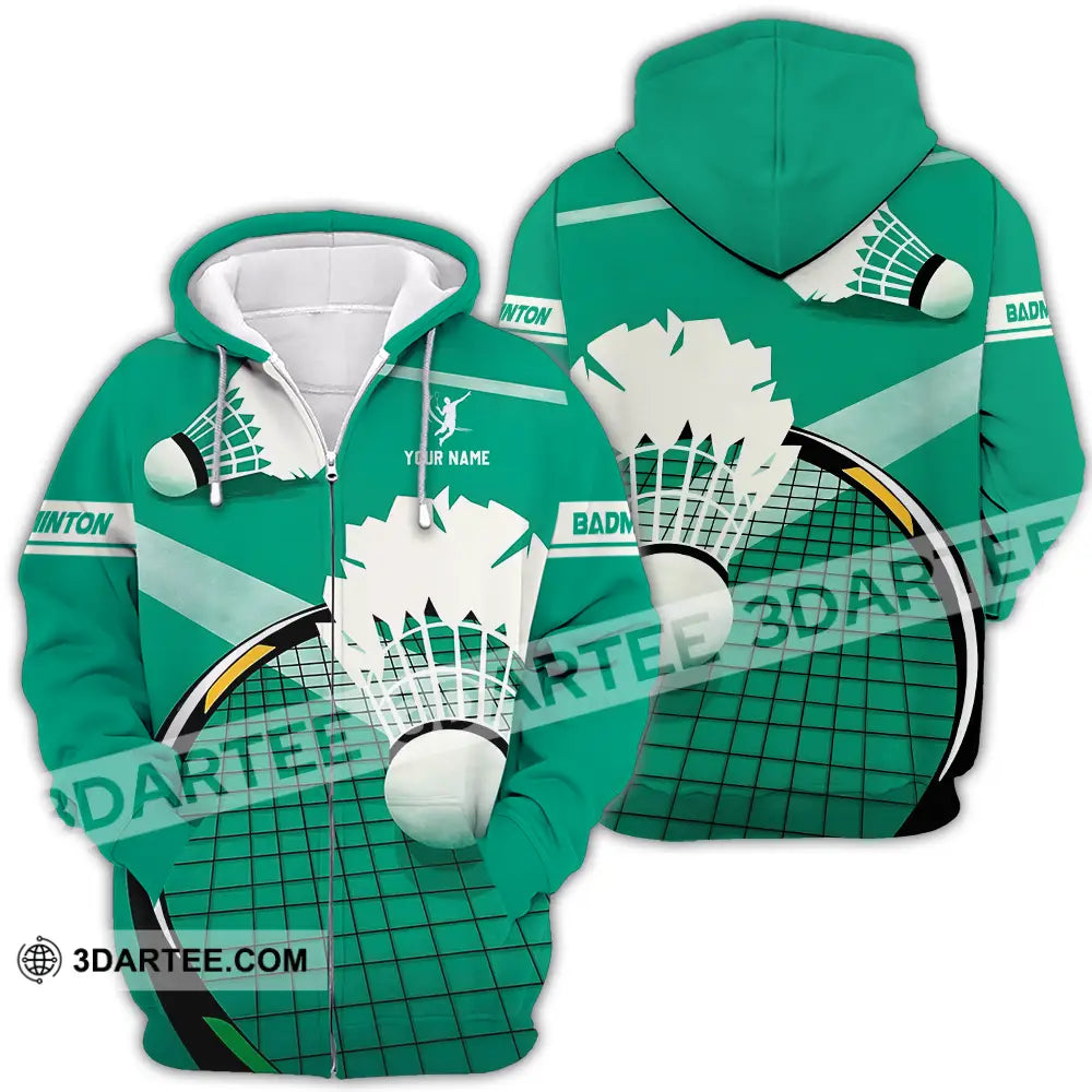Unisex Shirt Custom Badminton Sport Shirt Zipper Hoodie / S T shirt