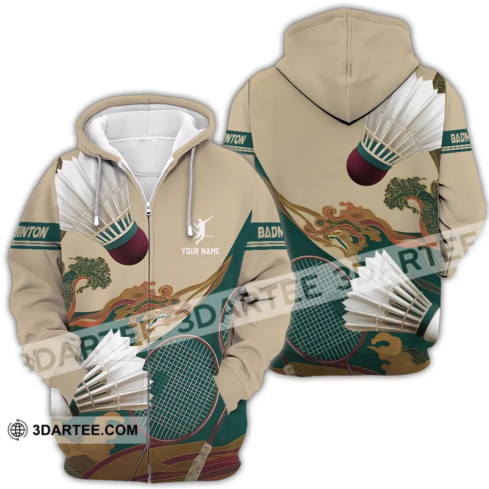 Unisex Shirt Custom Badminton Sport Shirt Zipper Hoodie / S T shirt