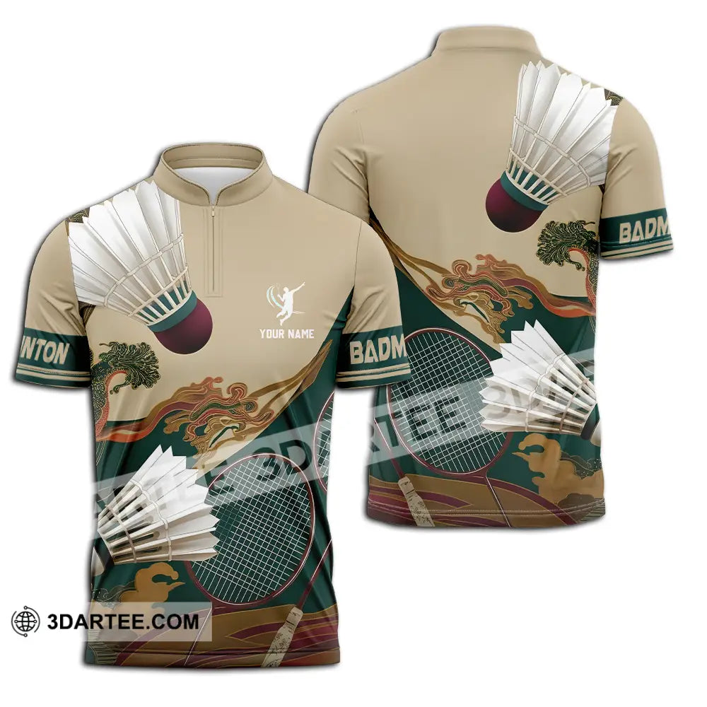Unisex Shirt Custom Badminton Sport Shirt Zipper Polo Shirt / S T shirt