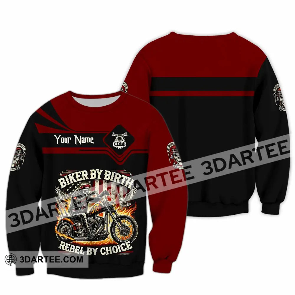 Unisex Shirt Custom Biker By Birth Rebel By Choice Shirt Long Sleeve / S T shirt
