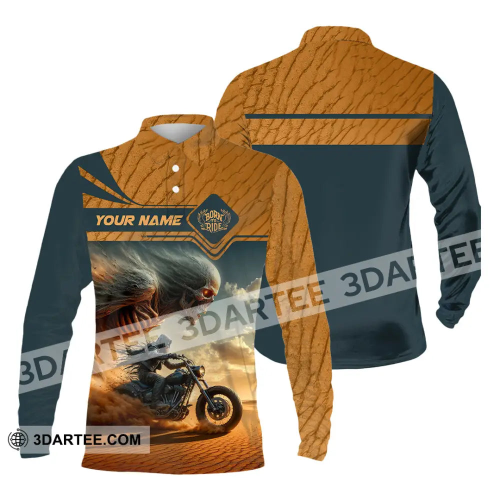 Unisex Shirt - Custom Born To Ride Riding Lover Shirt Long Sleeve Polo / S T-shirt