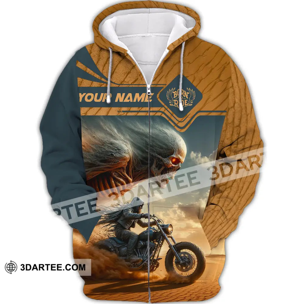 Unisex Shirt - Custom Born To Ride Riding Lover Shirt Zipper Hoodie / S T-shirt