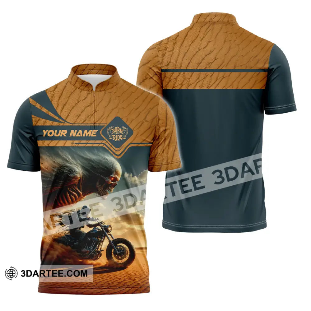 Unisex Shirt - Custom Born To Ride Riding Lover Shirt Zipper Polo Shirt / S T-shirt