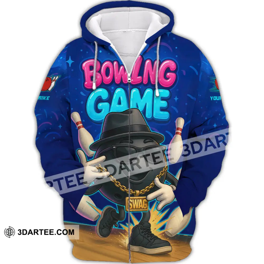 Unisex Shirt - Custom Bowling Game Swag Shirt Zipper Hoodie / S T-shirt