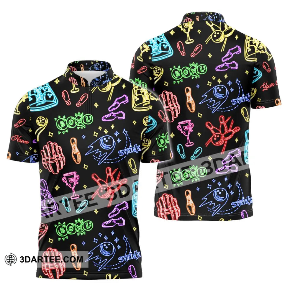 Unisex Shirt - Custom Bowling Strike Shirt Zipper Polo Shirt / S T-shirt
