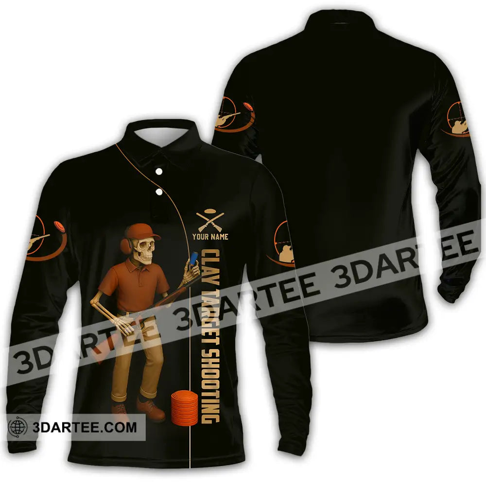 Unisex Shirt - Custom Clay Target Shooting Shirt Long Sleeve Polo / S T-shirt