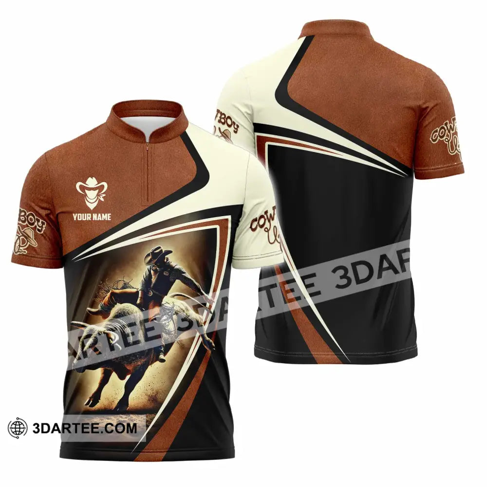 Unisex Shirt - Custom Cowboy Shirt Zipper Polo Shirt / S T-shirt