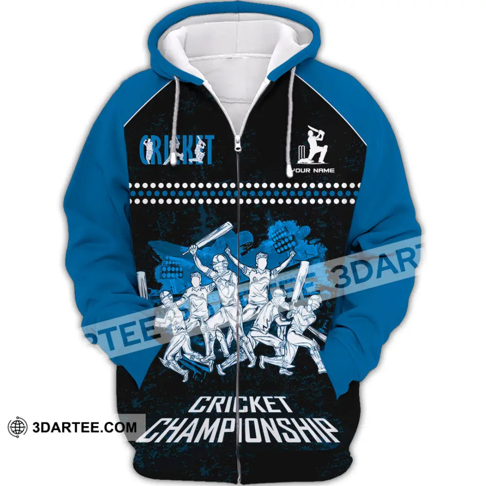Unisex Shirt Custom Cricket Championship Shirt Zipper Hoodie / S T shirt