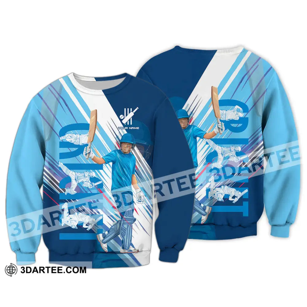 Unisex Shirt Custom Cricket Player Blue Design Shirt Long Sleeve / S T shirt