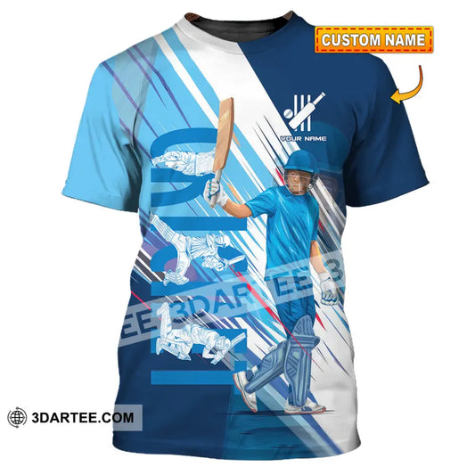Unisex Shirt Custom Cricket Player Blue Design Shirt T shirt
