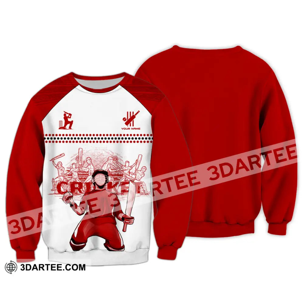 Unisex Shirt Custom Cricket Player Red Design Shirt Long Sleeve / S T shirt