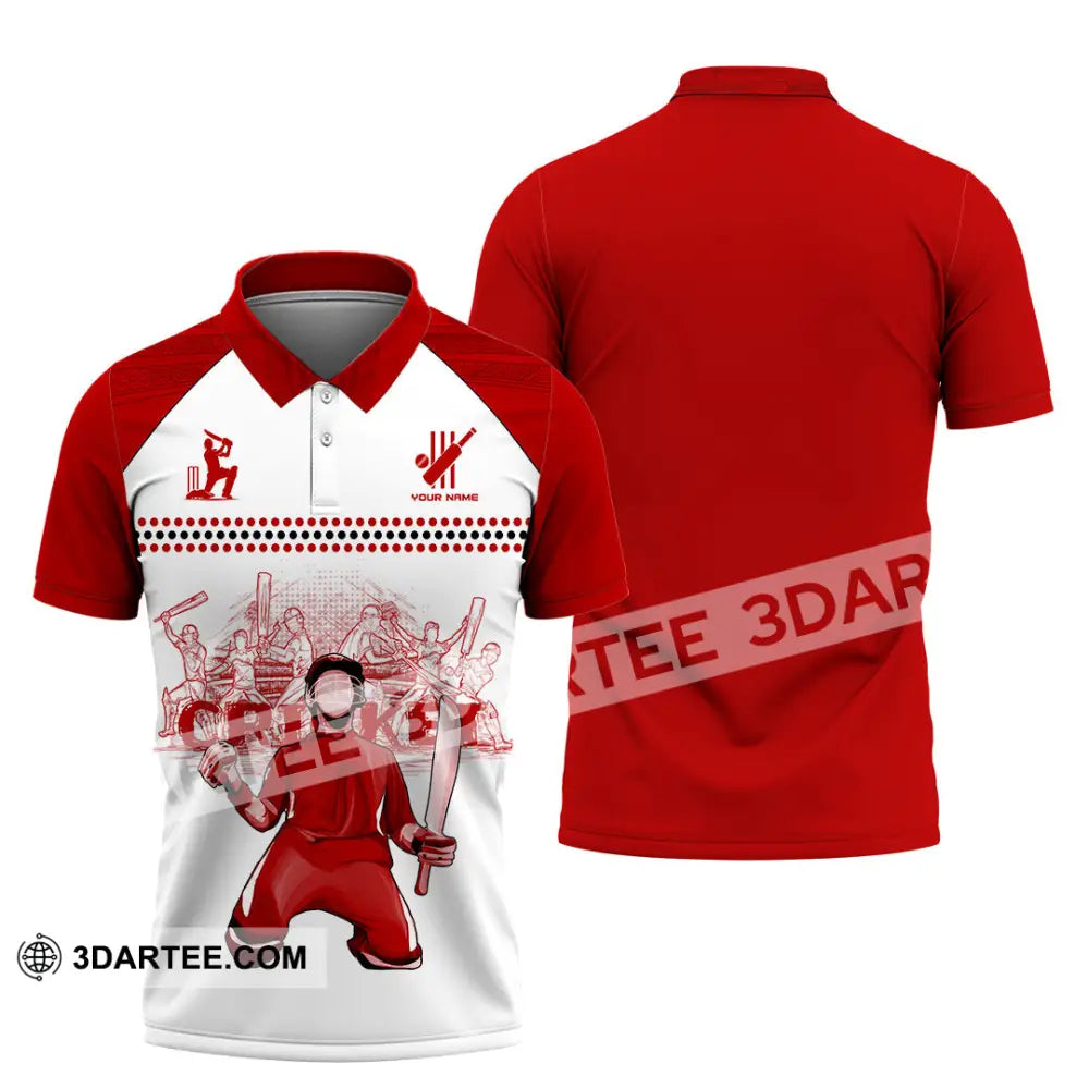 Unisex Shirt Custom Cricket Player Red Design Shirt Polo Shirt / S T shirt
