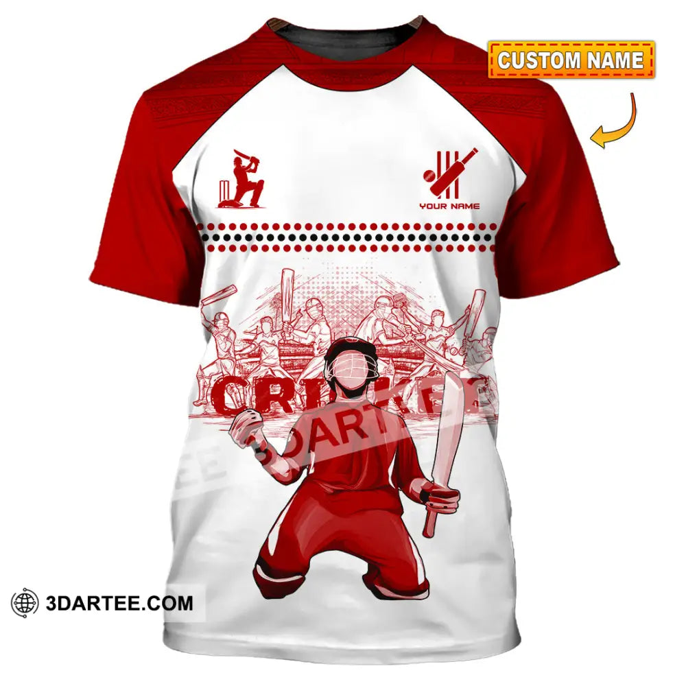 Unisex Shirt Custom Cricket Player Red Design Shirt T shirt