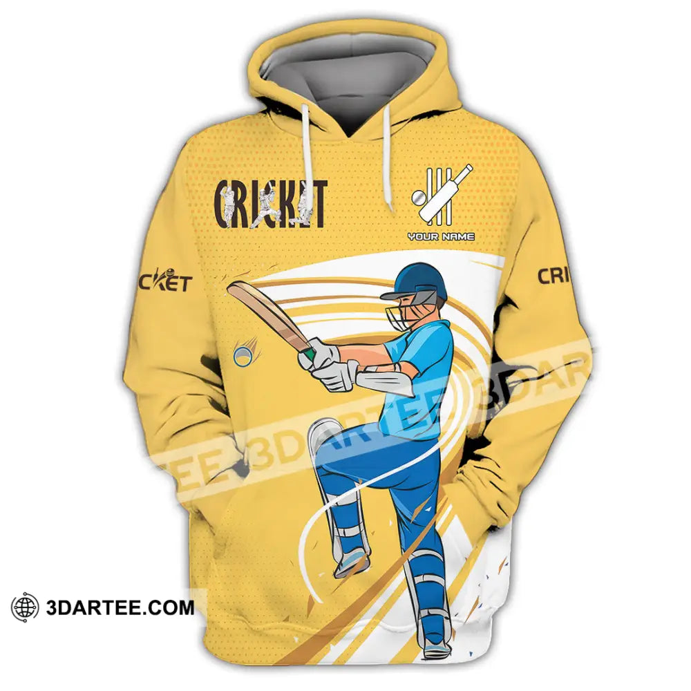 Unisex Shirt Custom Cricket Player Yellow Design Shirt Hoodie / S T shirt