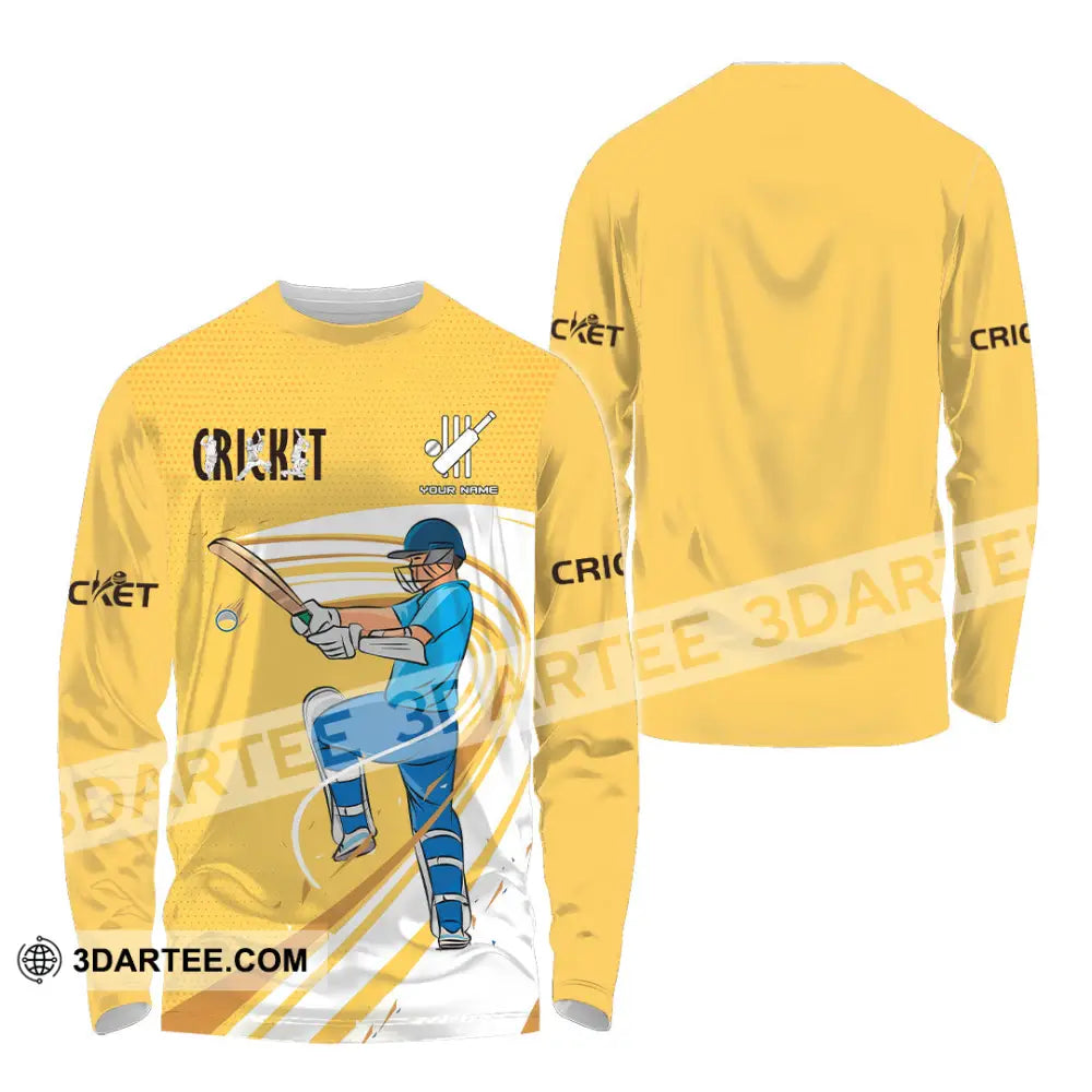 Unisex Shirt Custom Cricket Player Yellow Design Shirt Long Sleeve Shirt / S T shirt