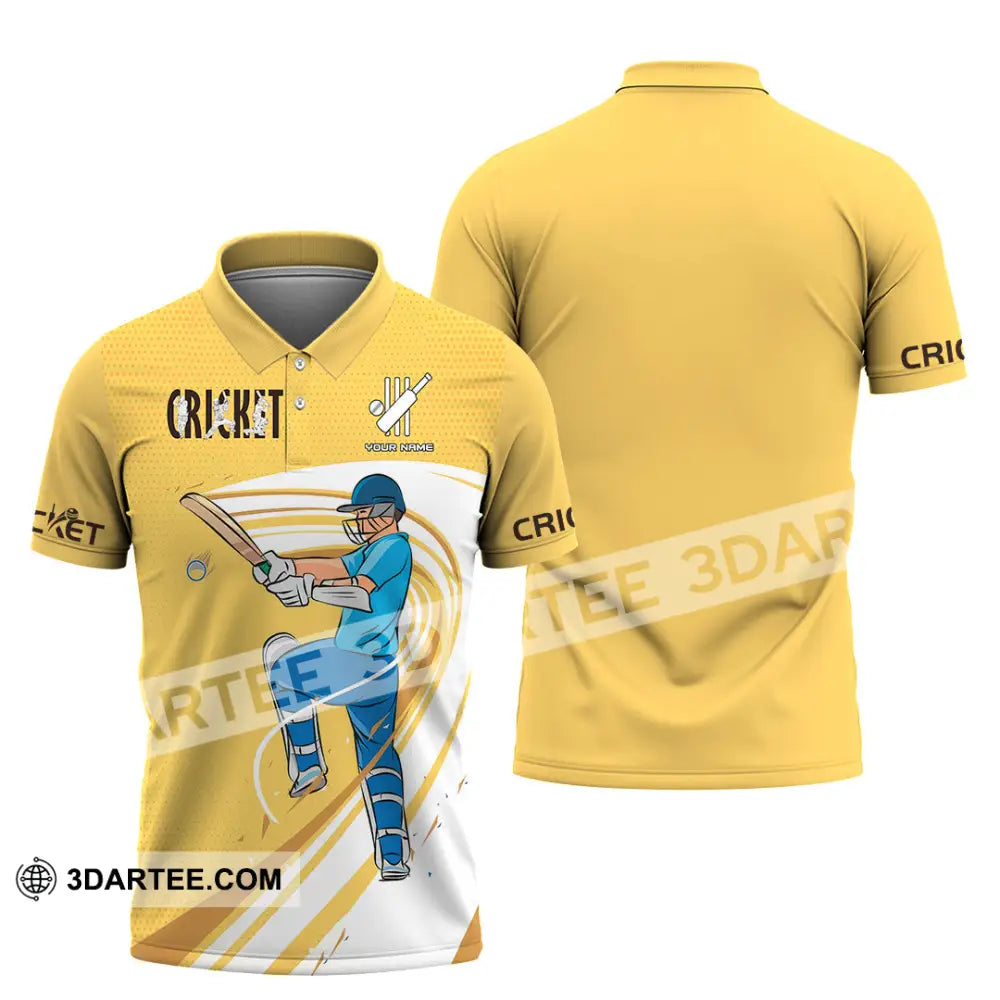 Unisex Shirt Custom Cricket Player Yellow Design Shirt Polo Shirt / S T shirt