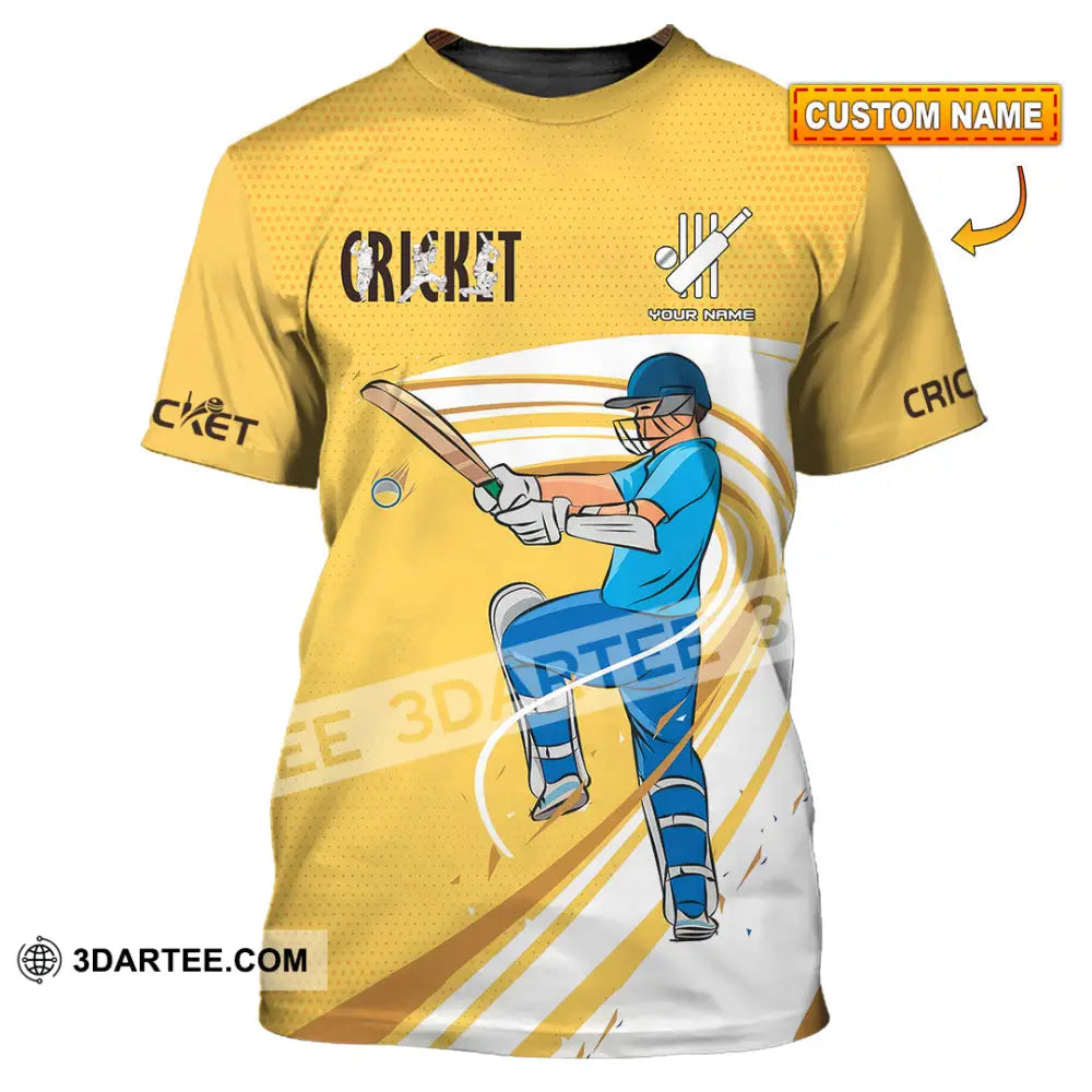 Unisex Shirt Custom Cricket Player Yellow Design Shirt T shirt